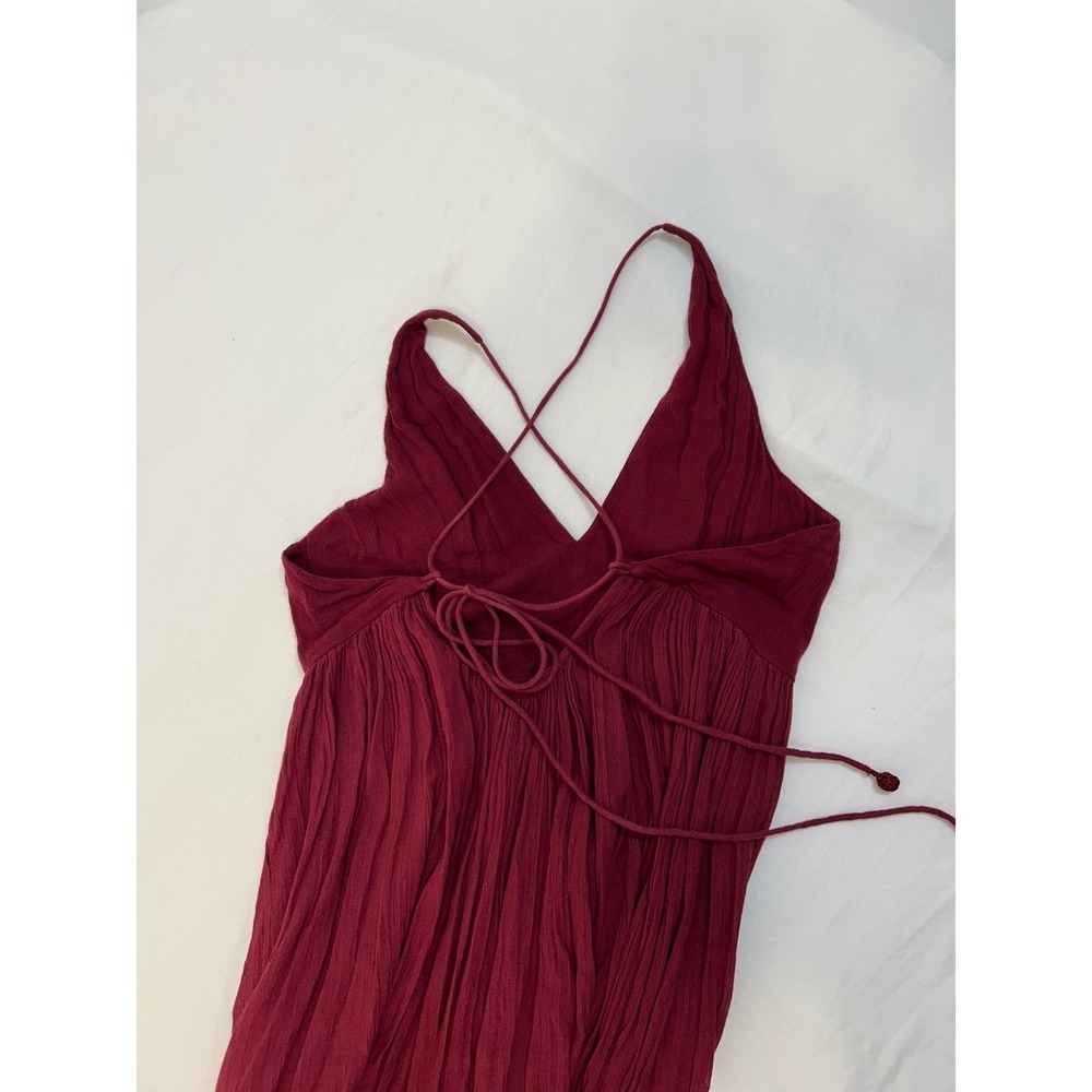 Boho Fairycore FP Look Into The Sun Maxi Dress Burgundy Halter Open Back M - Picture 6 of 7